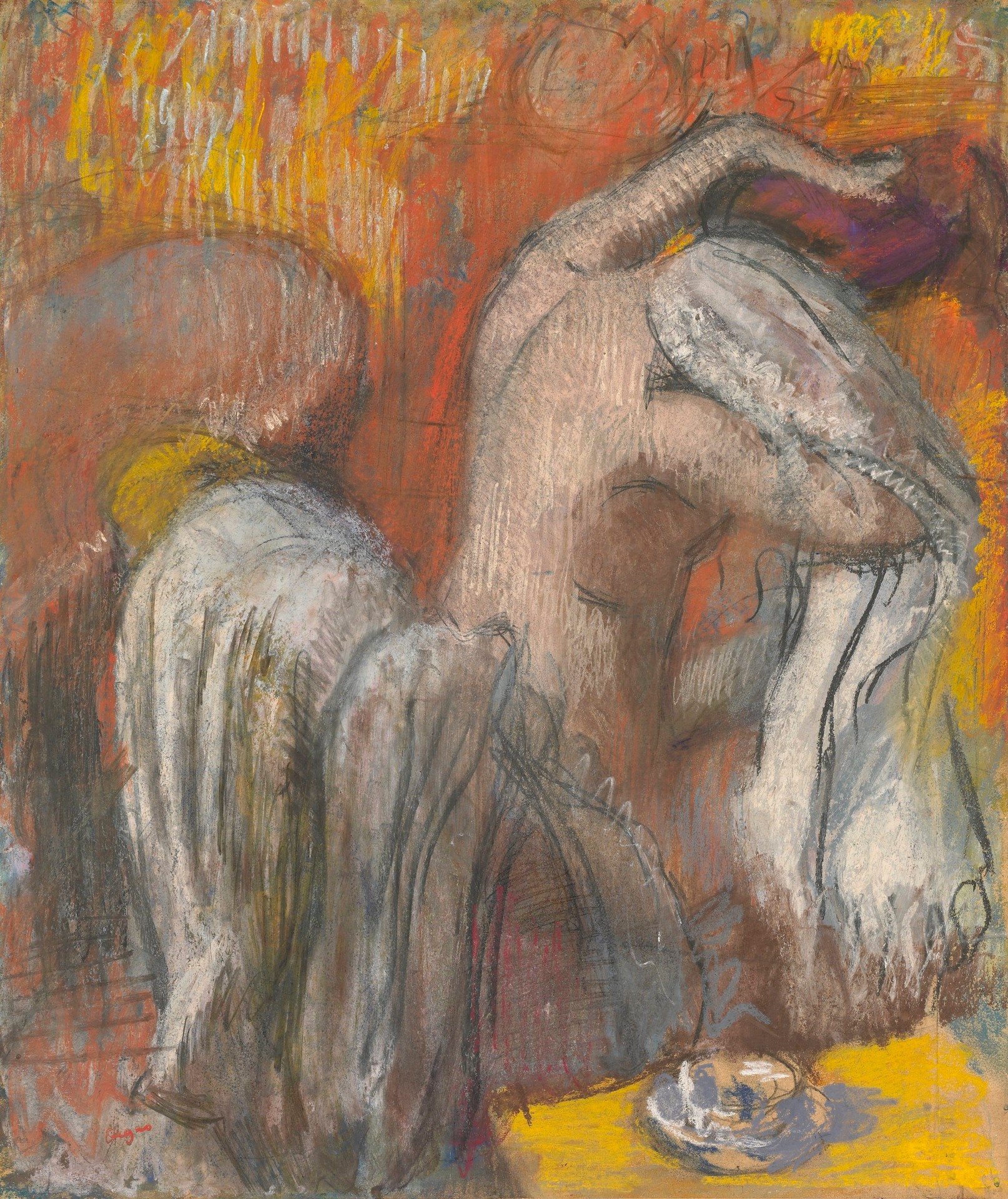 Seated Bather Drying Her Neck - by Edgar Degas