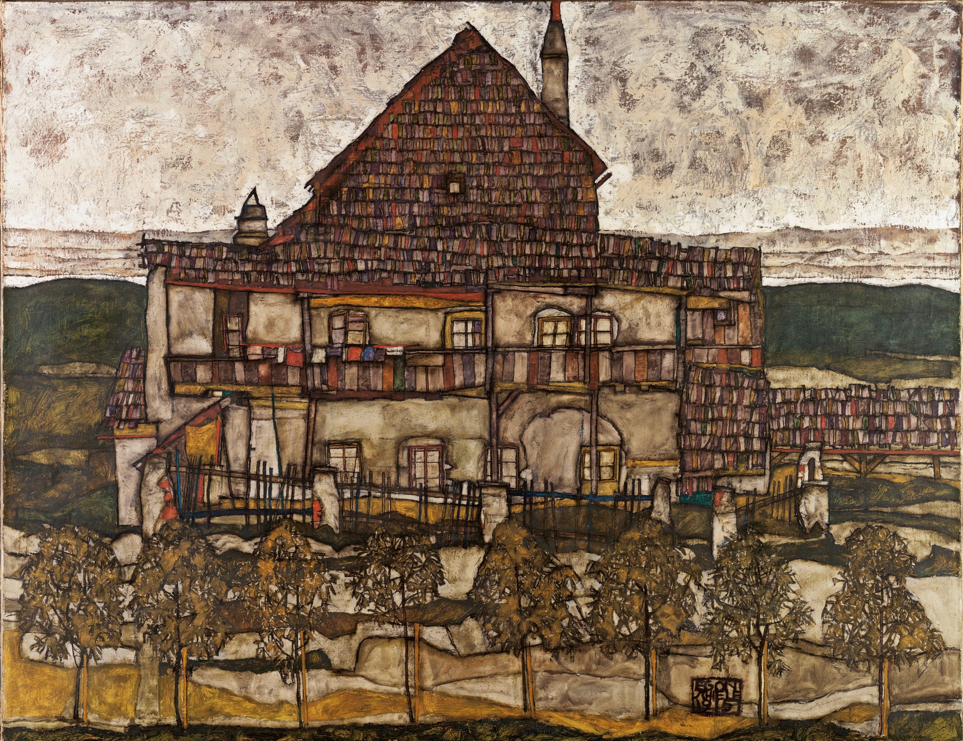 House with Shingle Roof (Old House II) - by Egon Schiele