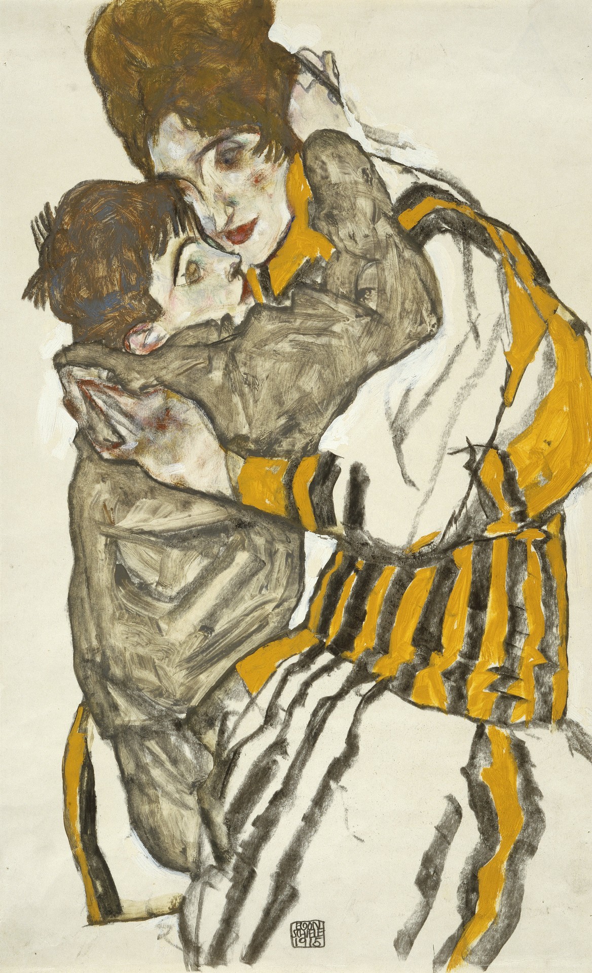 Schiele's Wife with Her Little Nephew - by Egon Schiele