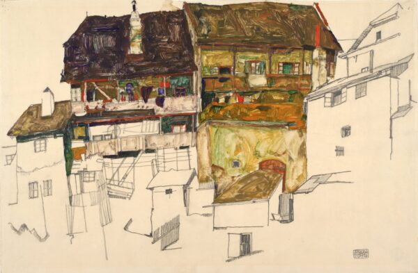 Old Houses in Krumau, 1914 - by Egon Schiele