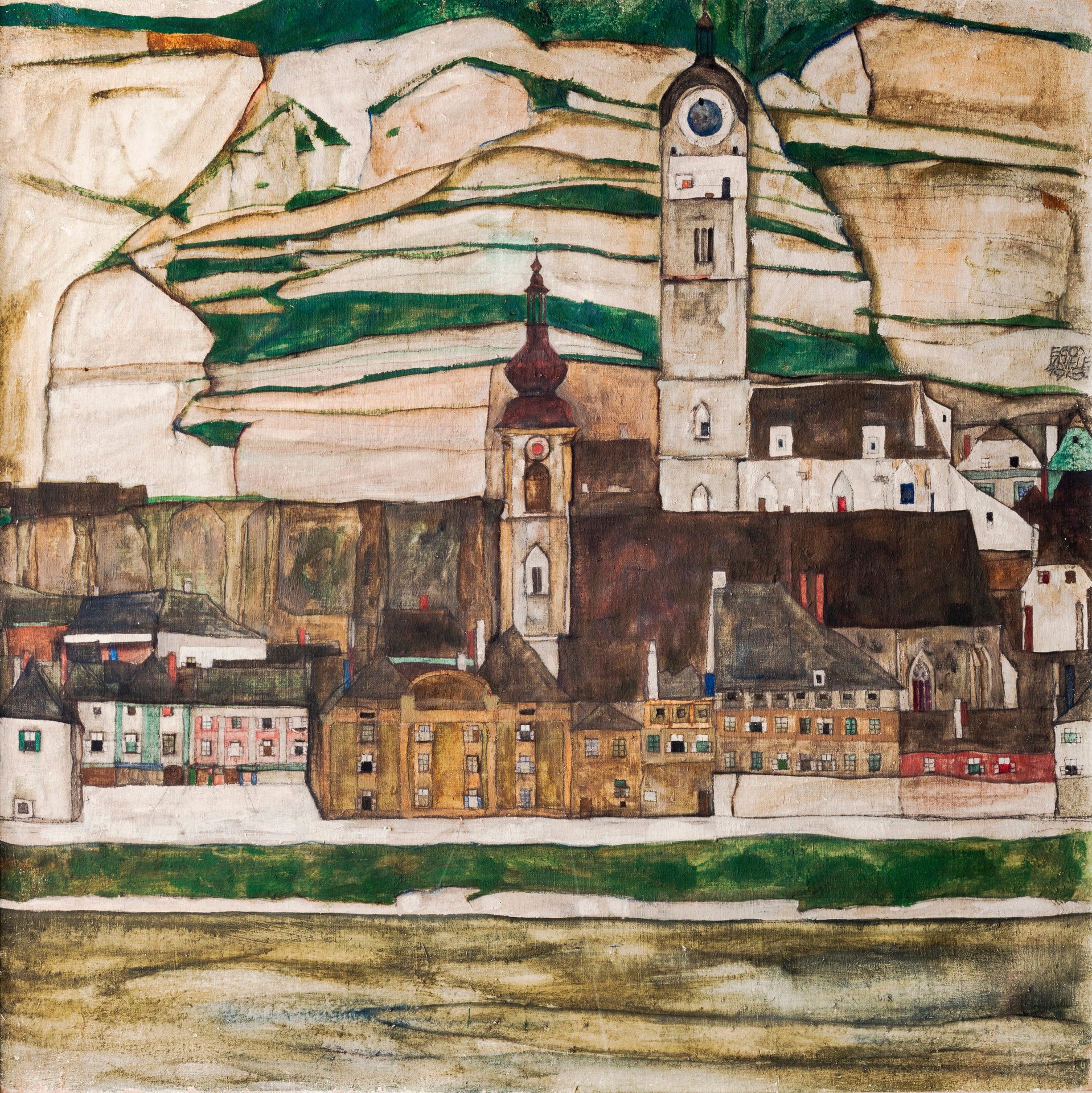 Stein on the Danube, Seen from the South (Large) - by Egon Schiele