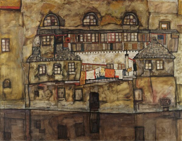 House Wall on the River - by Egon Schiele
