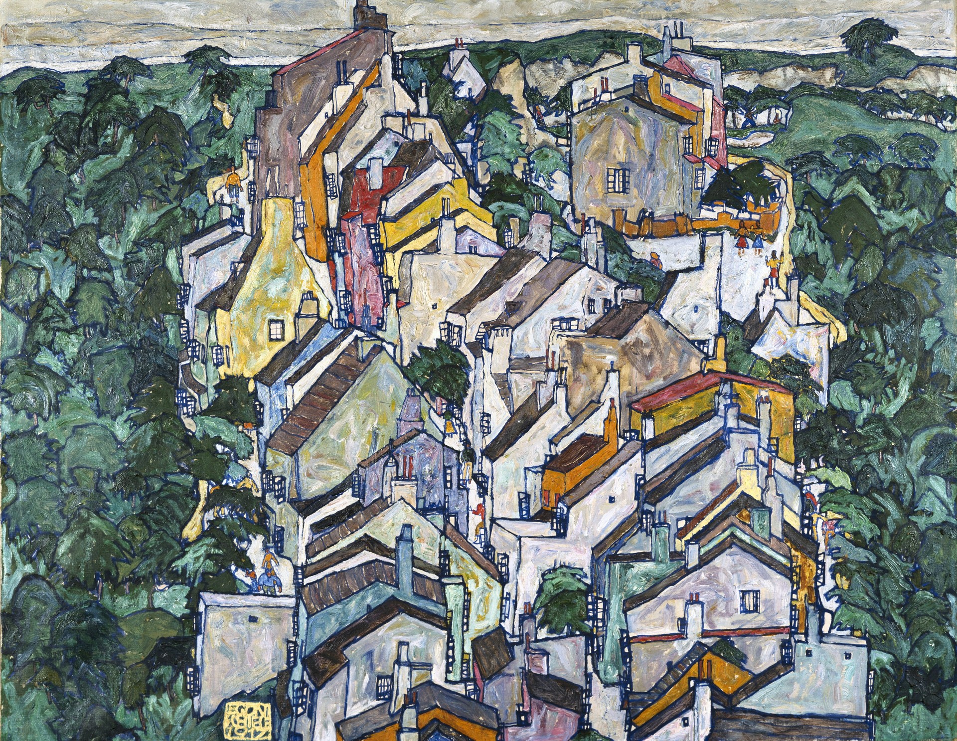 Town among Greenery (The Old City III) - by Egon Schiele