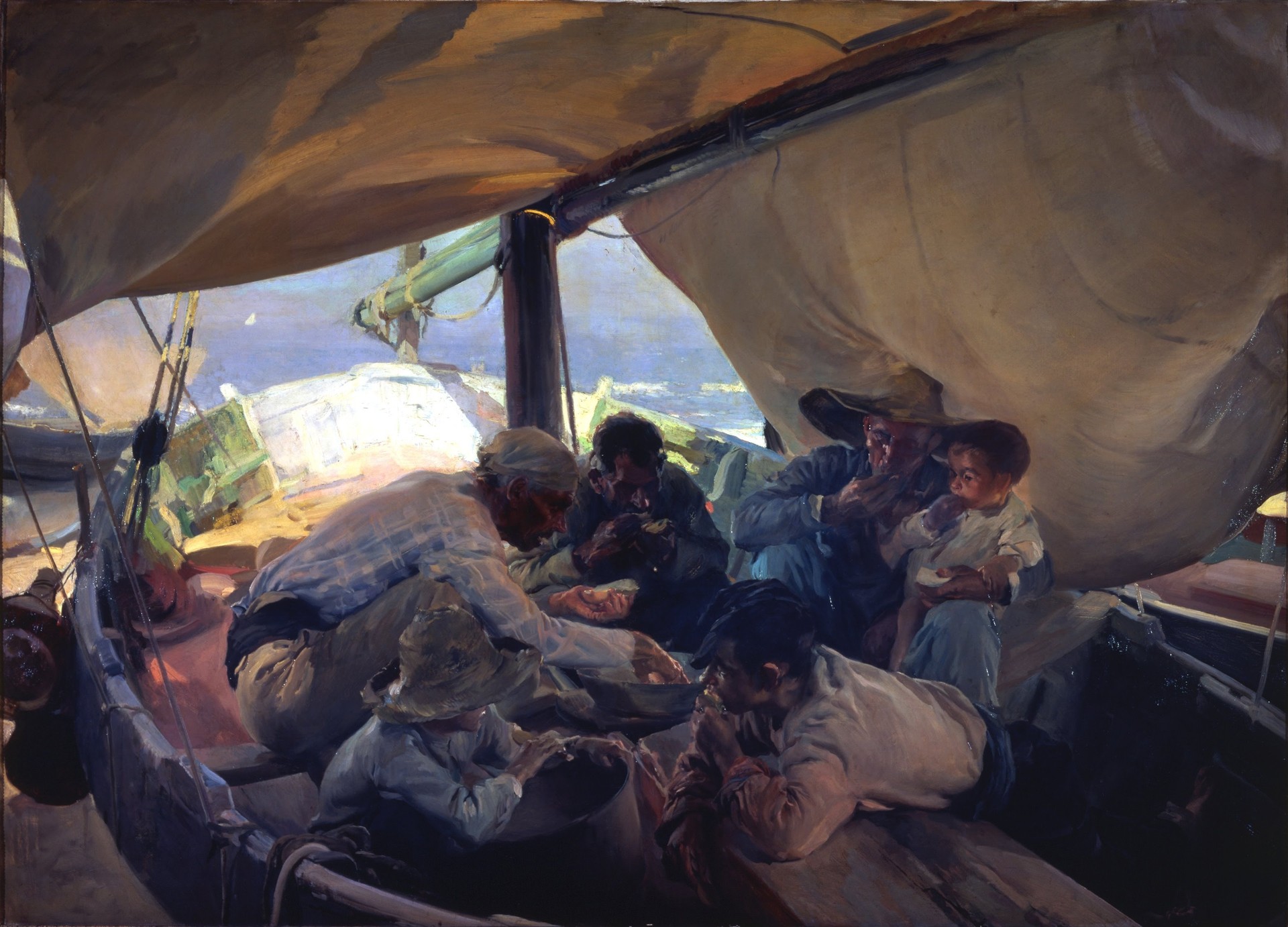 Comida en la Barca - by Joaquin Sorolla
