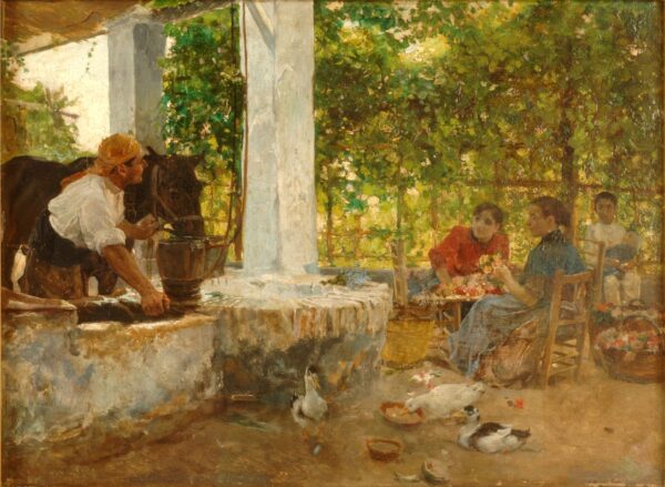 Figures under a Bower; Florists - by Joaquin Sorolla