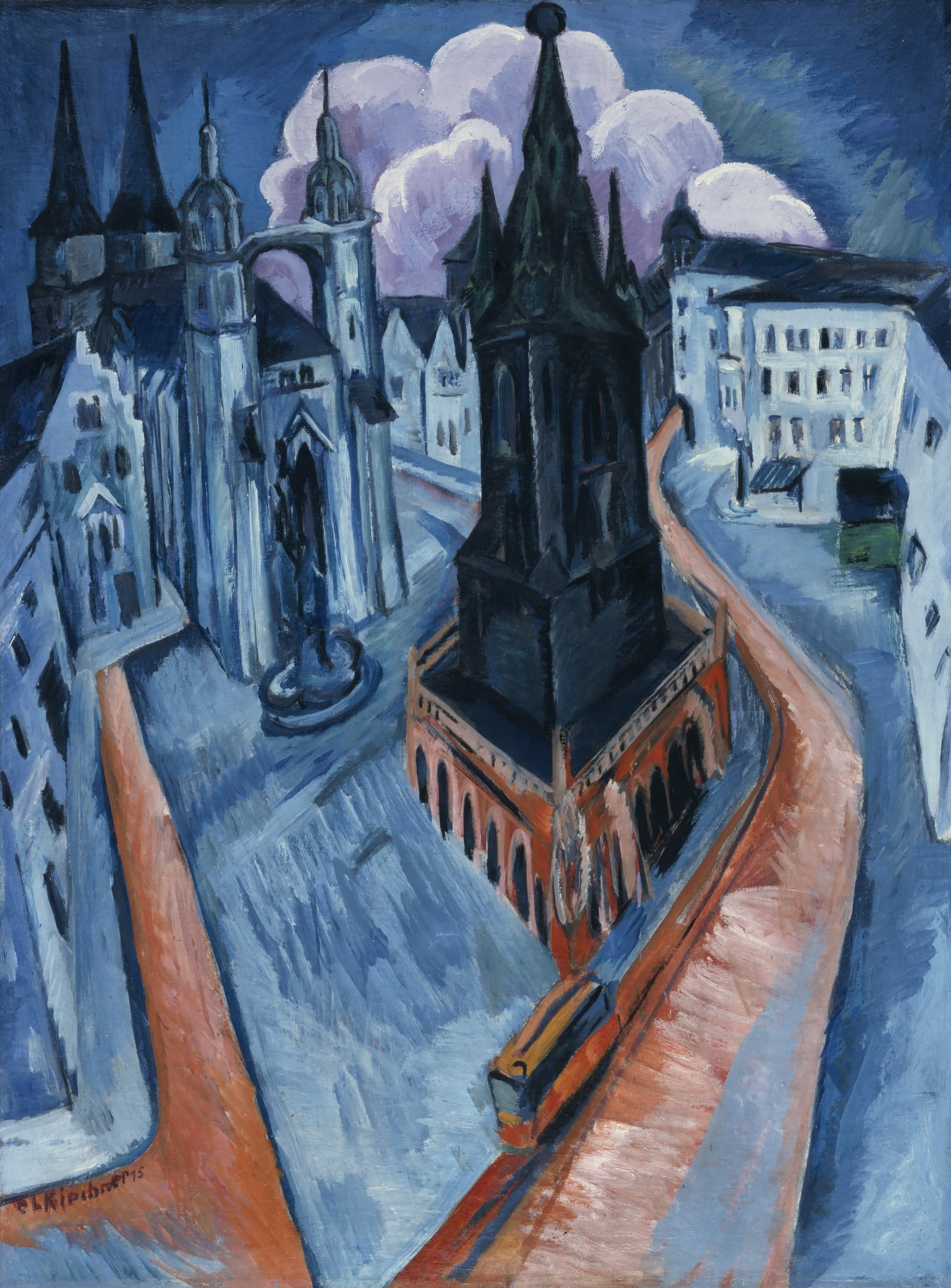 The Red Tower in Halle - by Ernst Ludwig Kirchner