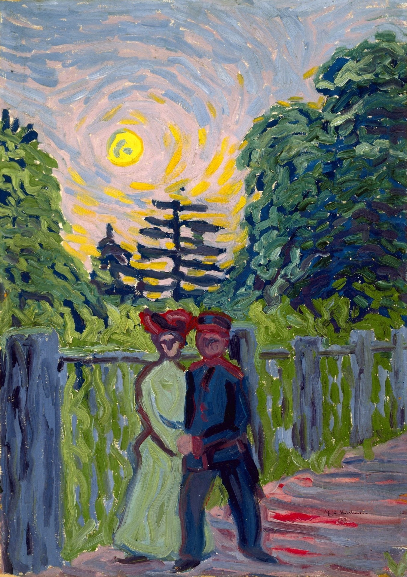 Moonrise: Soldier and Maiden - by Ernst Ludwig Kirchner