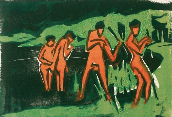 Bathers Throwing Reeds - by Ernst Ludwig Kirchner