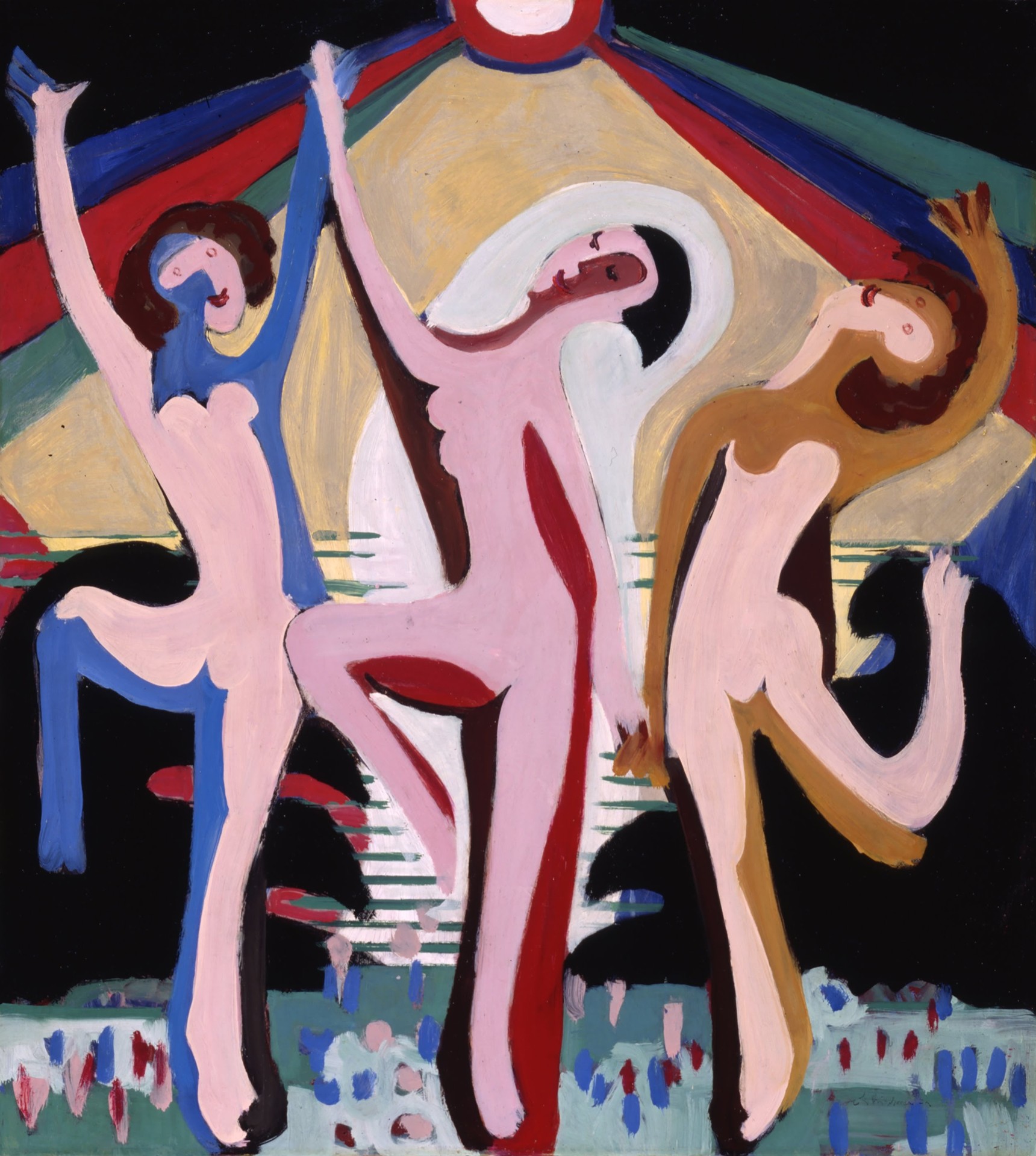 Colorful Dance I: Design for the Ceremonial Hall at the Museum Folkwang - by Ernst Ludwig Kirchner