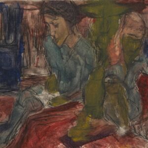 Two People Sitting near The Lamp - by Ernst Ludwig Kirchner