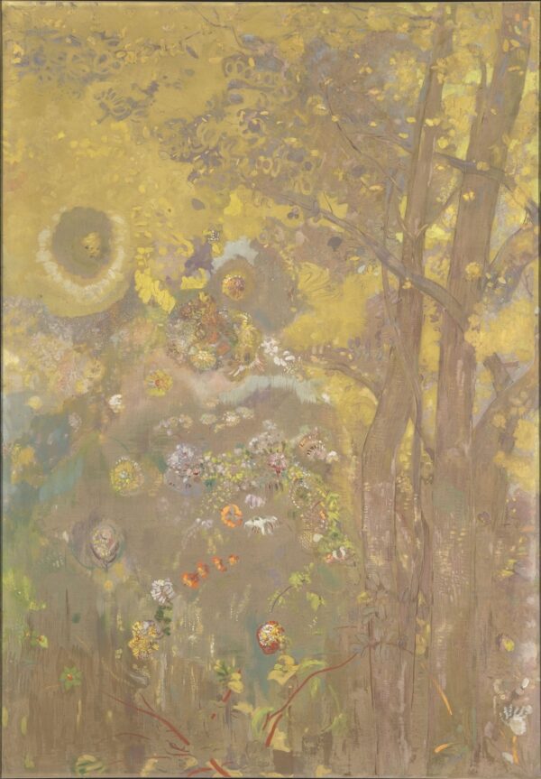 Trees on a yellow Background - by Odilon Redon