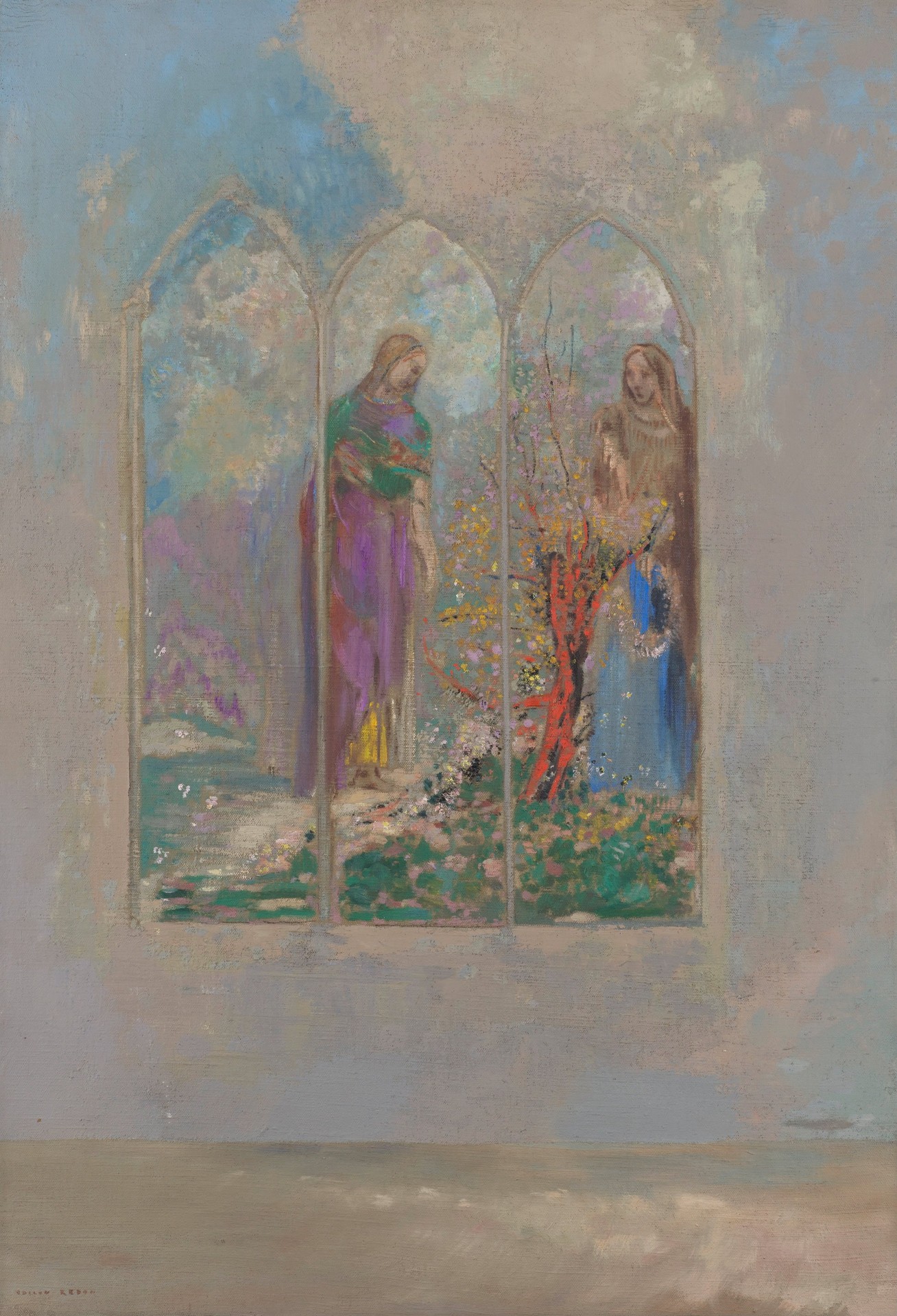 Devotion near a Red Bush - by Odilon Redon