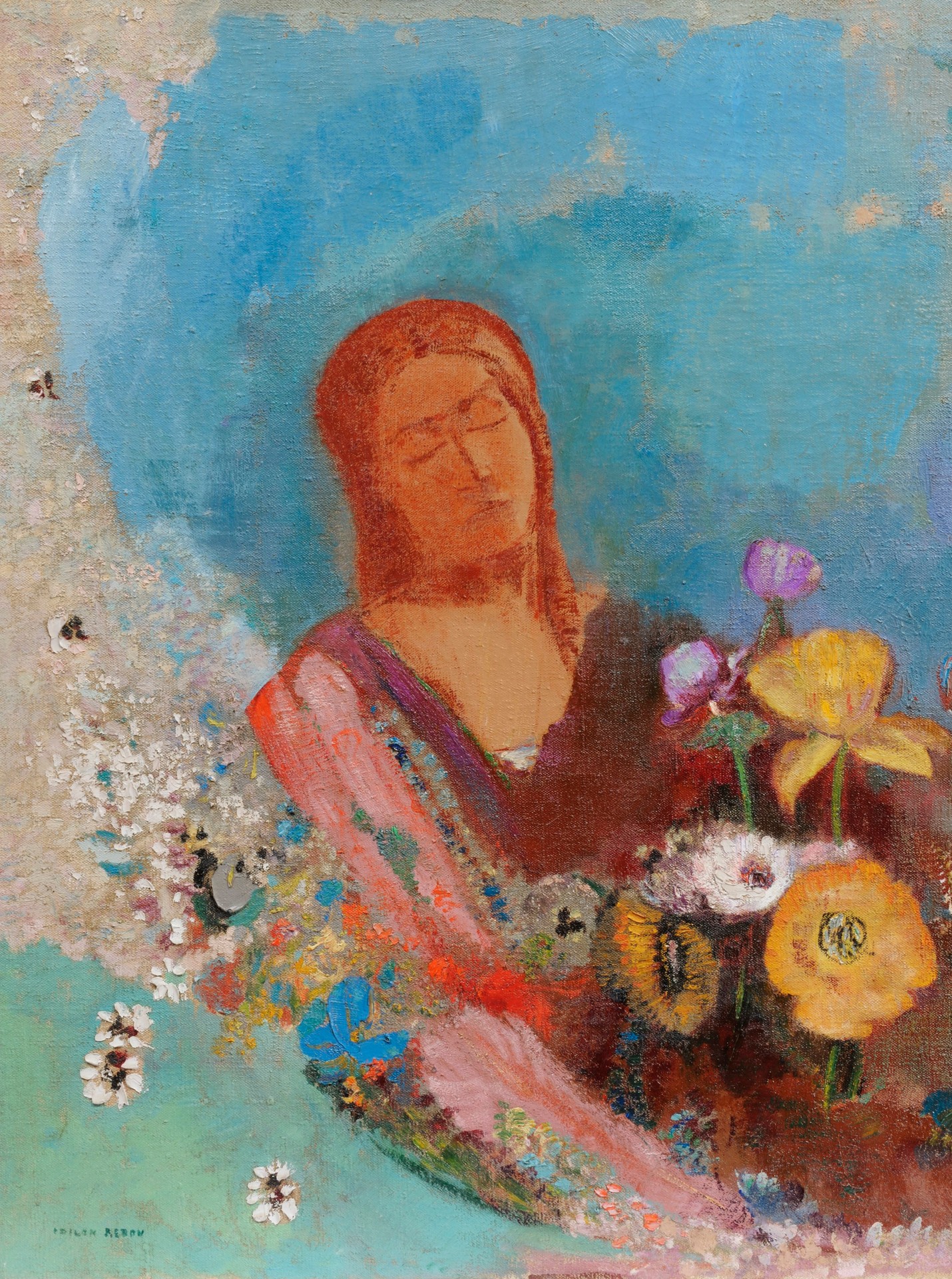 Closed Eyes (after 1900) - by Odilon Redon