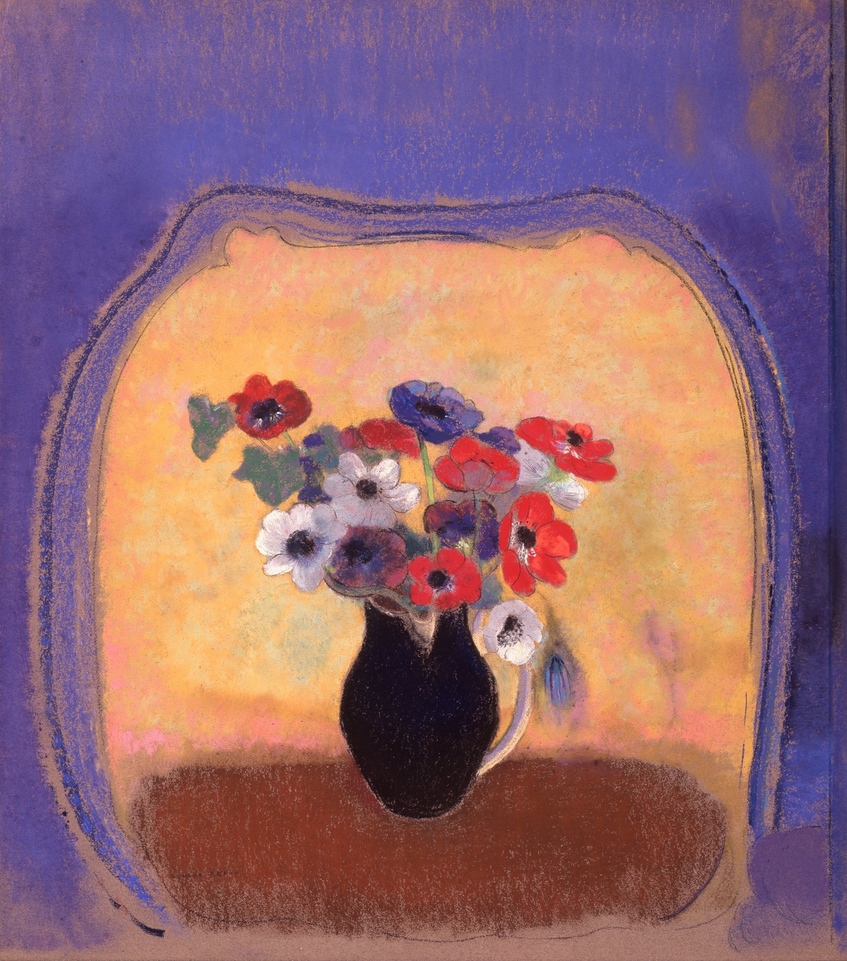 Anemones in a Black Vase - by Odilon Redon