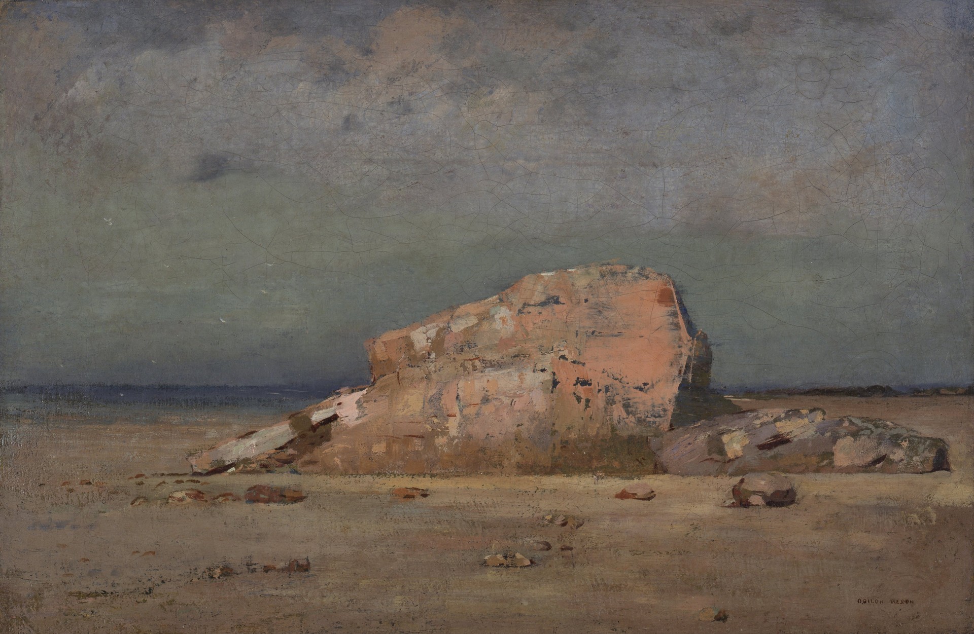 A Rose-colored Rock - by Odilon Redon
