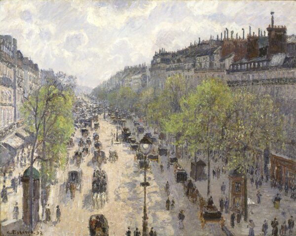 Boulevard Montmartre, Spring - by Camille Pissarro
