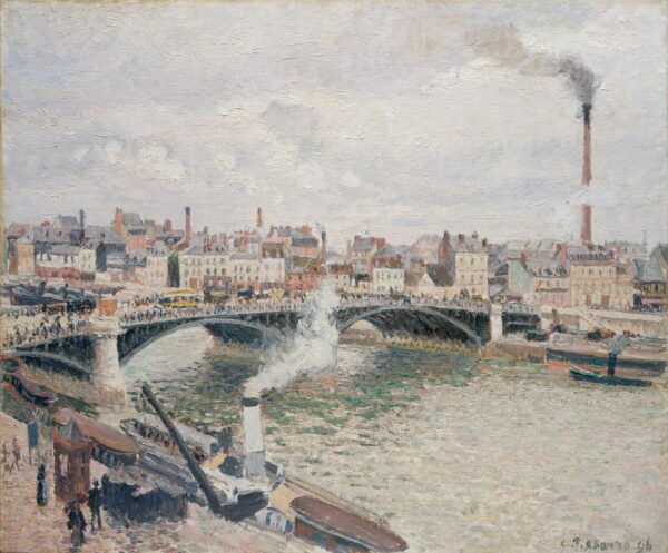 Morning, An Overcast Day, Rouen - by Camille Pissarro