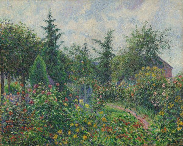 Garden and henhouse at Octave Mirbeau's, Les Damps - by Camille Pissarro