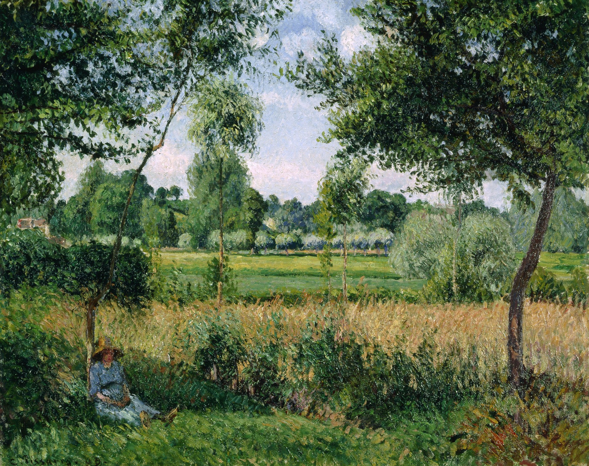 Morning Sunlight Effect, Eragny - by Camille Pissarro