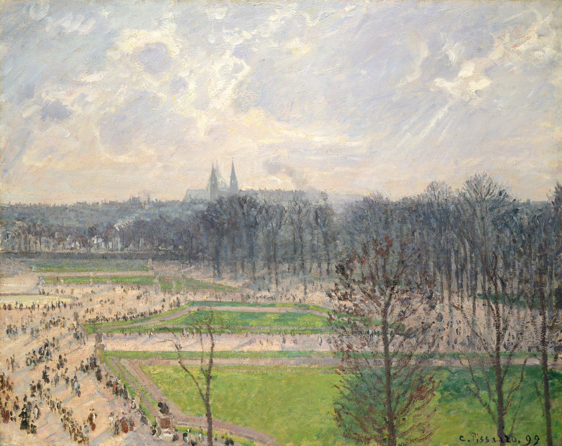 The Garden of the Tuileries on a Winter Afternoon - by Camille Pissarro