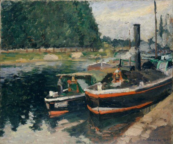 Barges at Pontoise - by Camille Pissarro