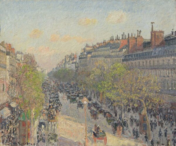 Boulevard Montmartre, Twilight - by Camille Pissarro