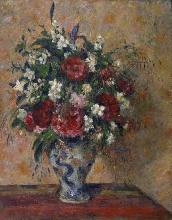 Still life with peonies and mock orange - by Camille Pissarro