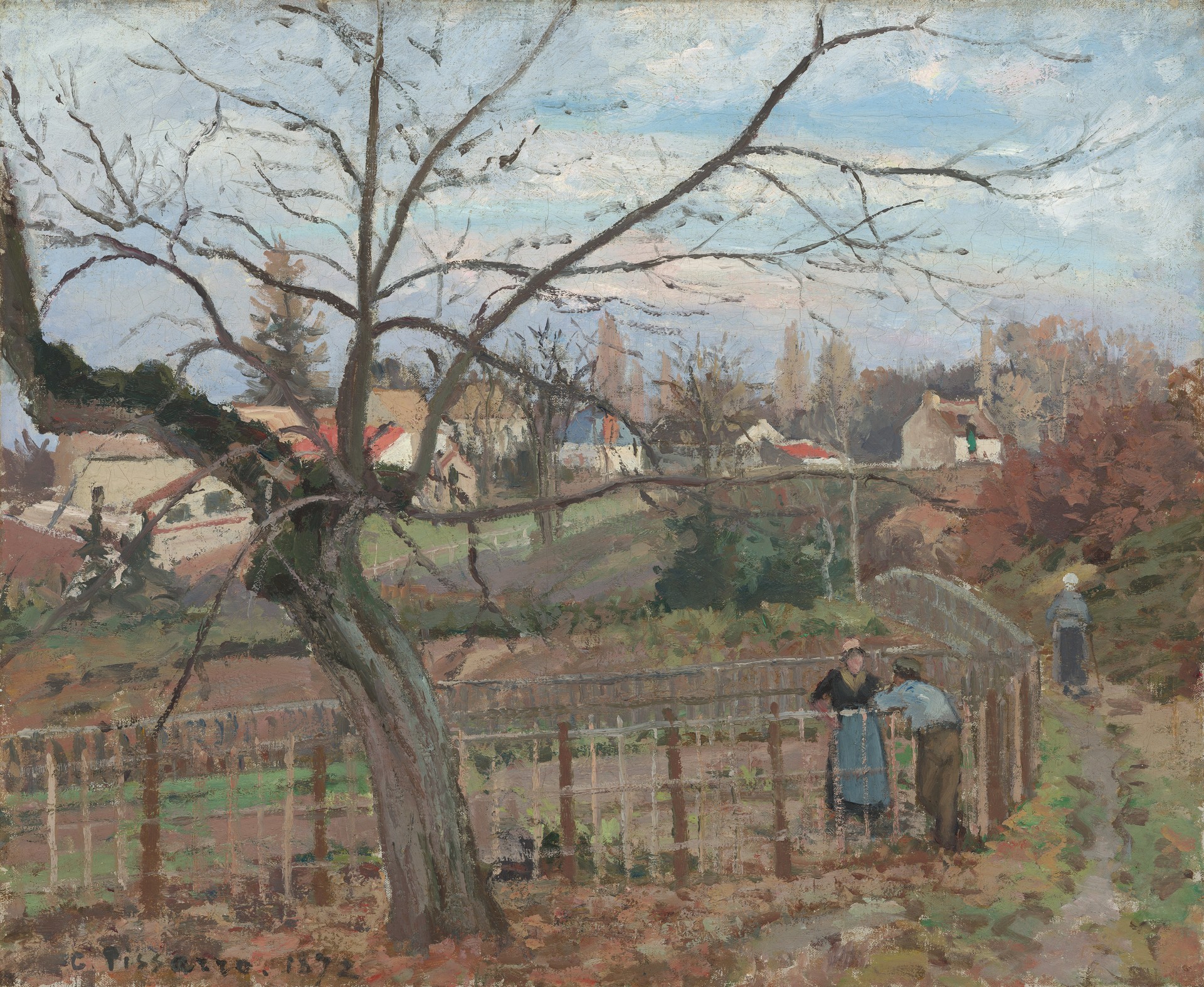 The Fence - by Camille Pissarro