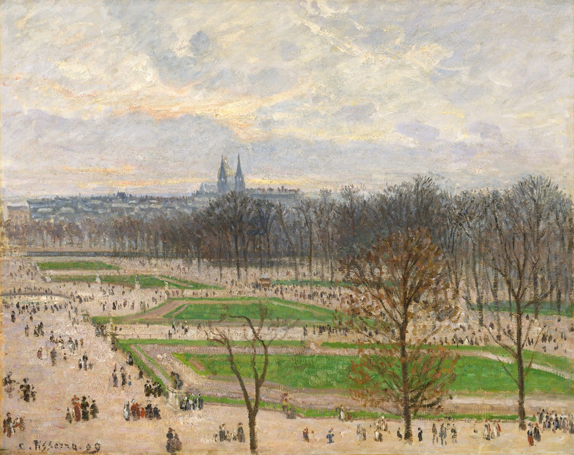 The Garden of the Tuileries on a Winter Afternoon - by Camille Pissarro