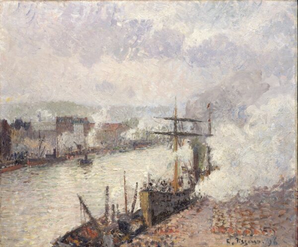 Steamboats in the Port of Rouen - by Camille Pissarro