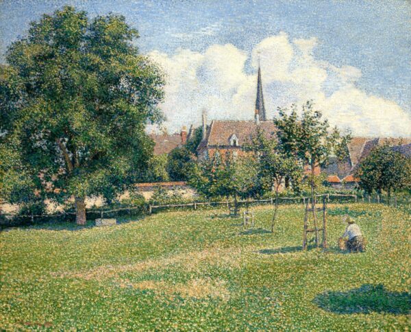 The House of the Deaf Woman and the Belfry at Eragny (La Maison de la Sourde et Le Clocher d'Eragny) - by Camille Pissarro