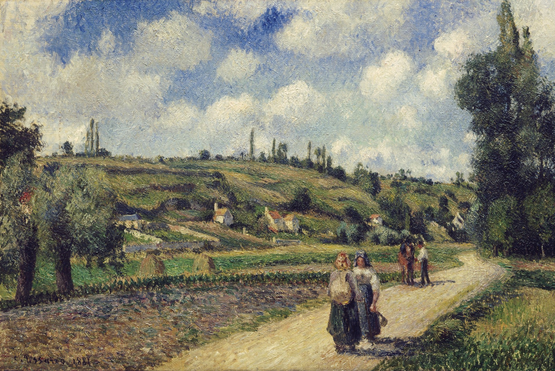 Landscape near Pontoise, the Auvers Road, 1881 - by Camille Pissarro