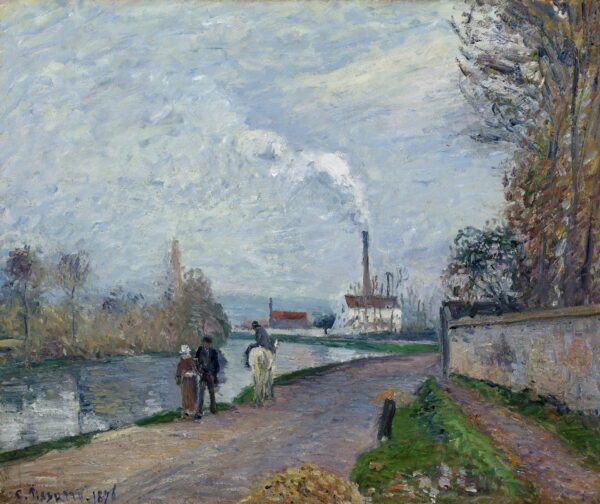 The Oise near Pontoise in Grey Weather - by Camille Pissarro