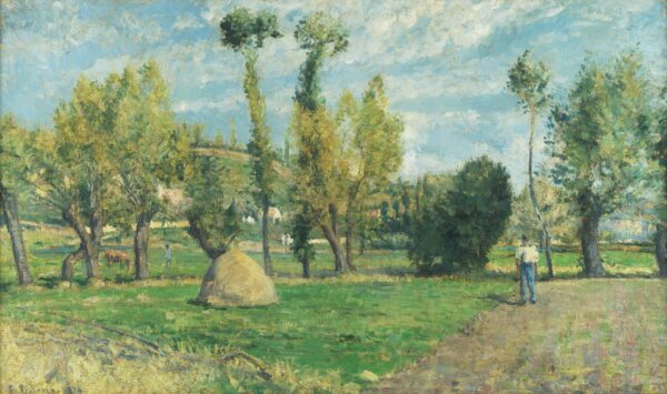 Prairies du Valhermeil Pres Pontoise - by Camille Pissarro