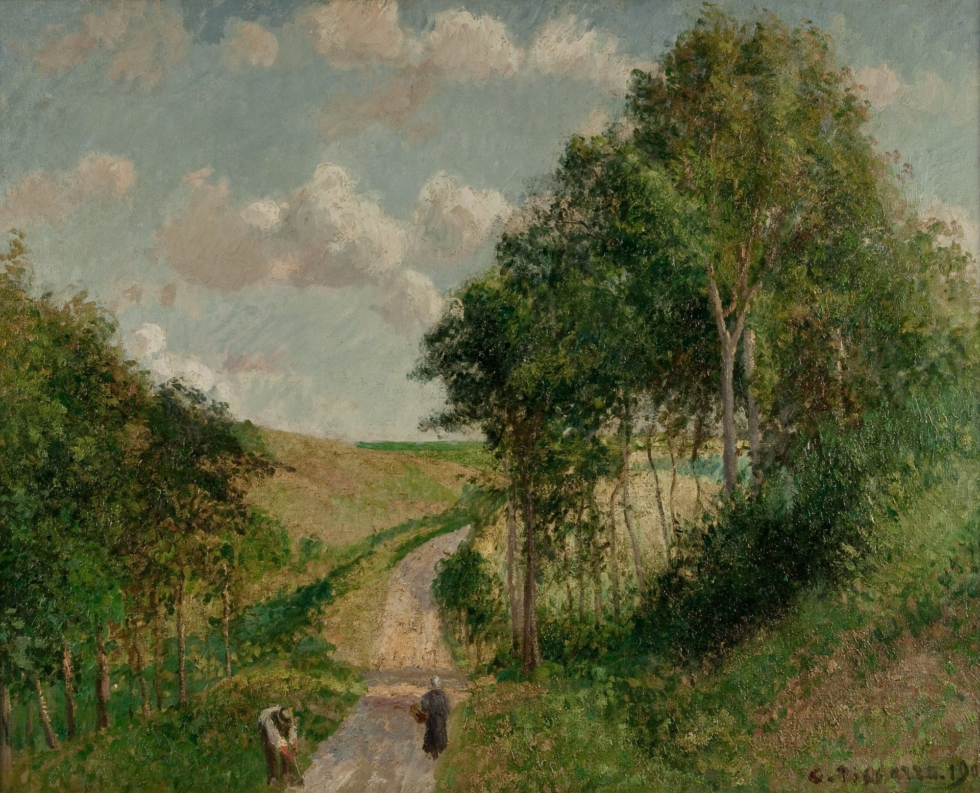 Landscape at Berneval, in the Afternoon - by Camille Pissarro