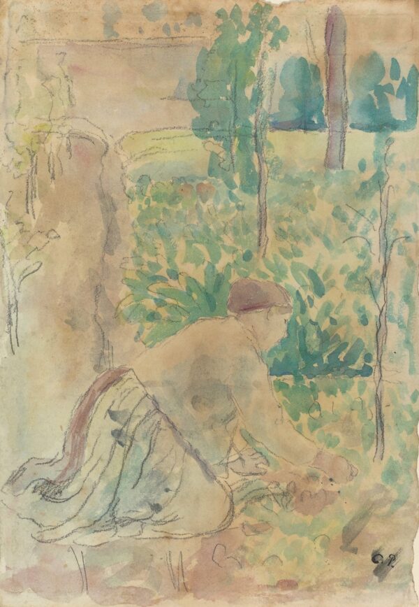 Woman Working in a Garden - by Camille Pissarro