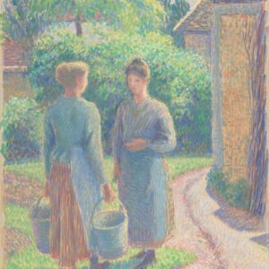 Two Women in a Garden - by Camille Pissarro