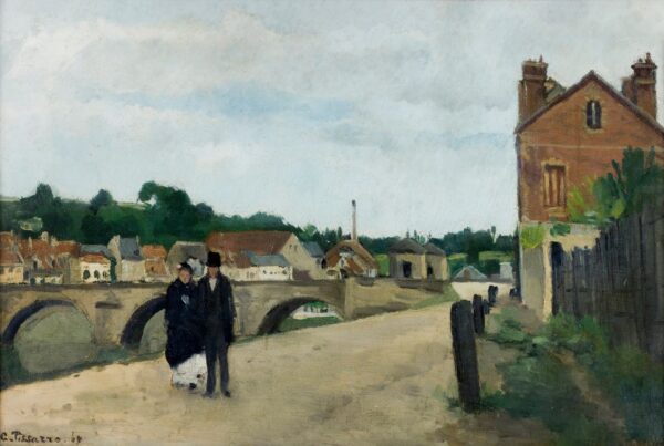 The Chemin l'Ecluse and the Pontoise Bridge - by Camille Pissarro