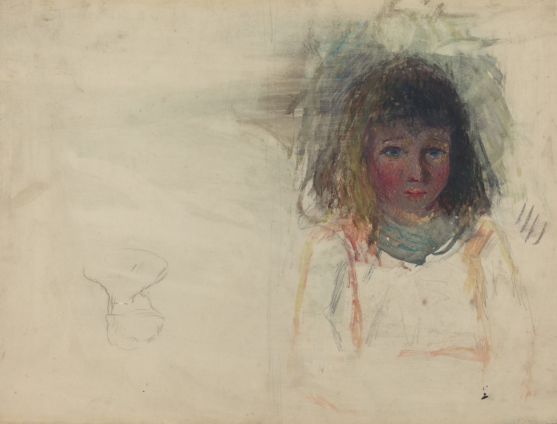 The Artist's Son Georges (verso) - by Camille Pissarro
