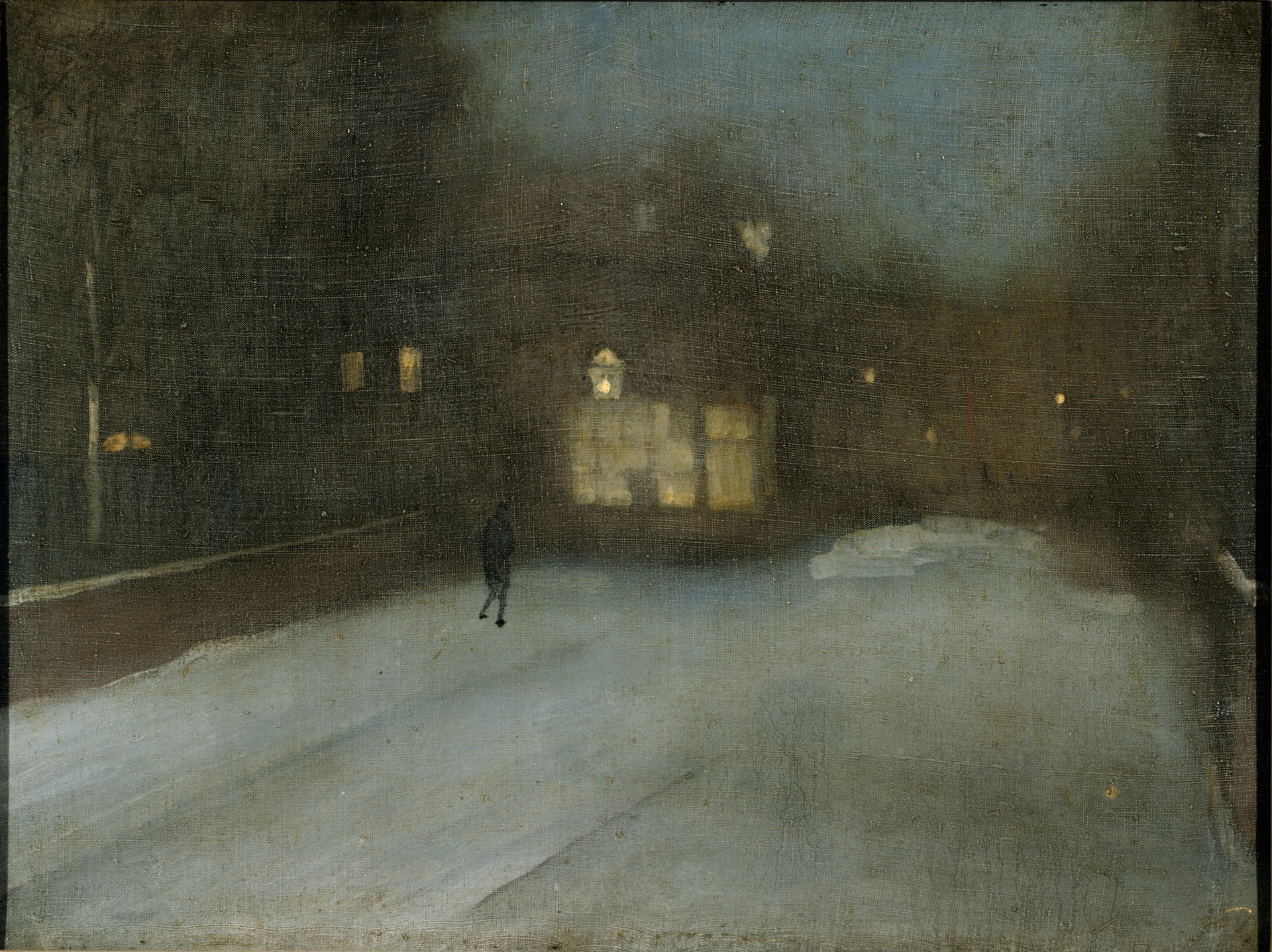 Nocturne in Grey and Gold: Chelsea Snow - by James Abbott McNeill Whistler