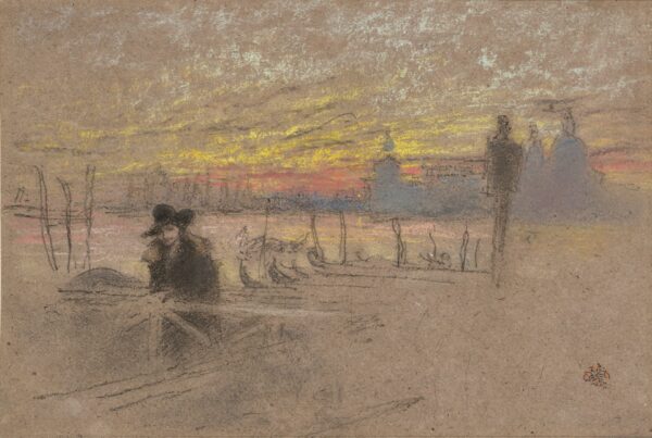 Sunset; Red and Gold,The Gondolier - by James Abbott McNeill Whistler