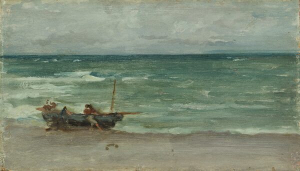 Harmony in Blue and Silver: Beaching the Boat, Étretat - by James Abbott McNeill Whistler