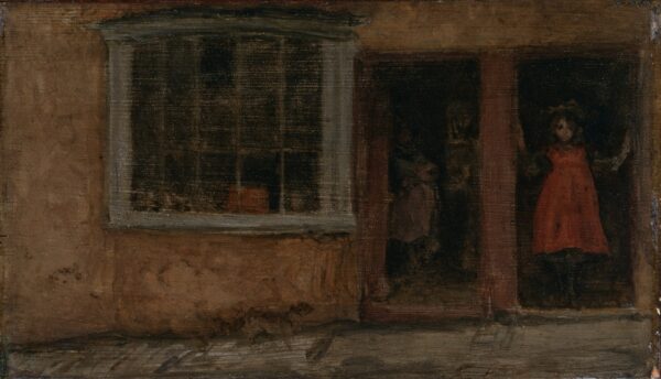 Rose and Red: The Barber's Shop, Lyme Regis - by James Abbott McNeill Whistler