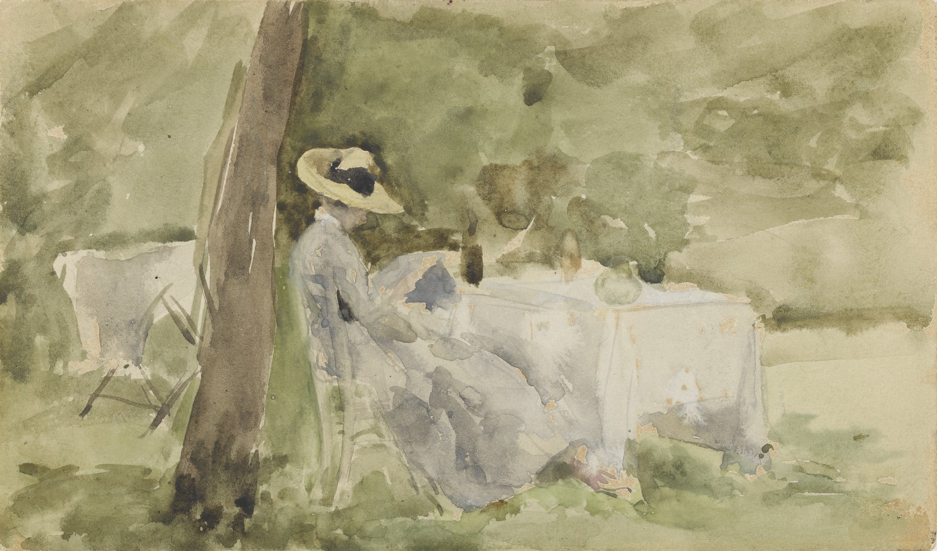 Breakfast in the Garden - by James Abbott McNeill Whistler
