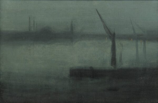 Nocturne: Blue and Silver--Battersea Reach - by James Abbott McNeill Whistler