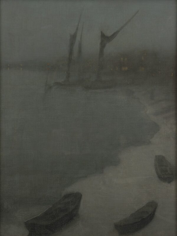 Nocturne: Grey and Silver--Chelsea Embankment, Winter - by James Abbott McNeill Whistler