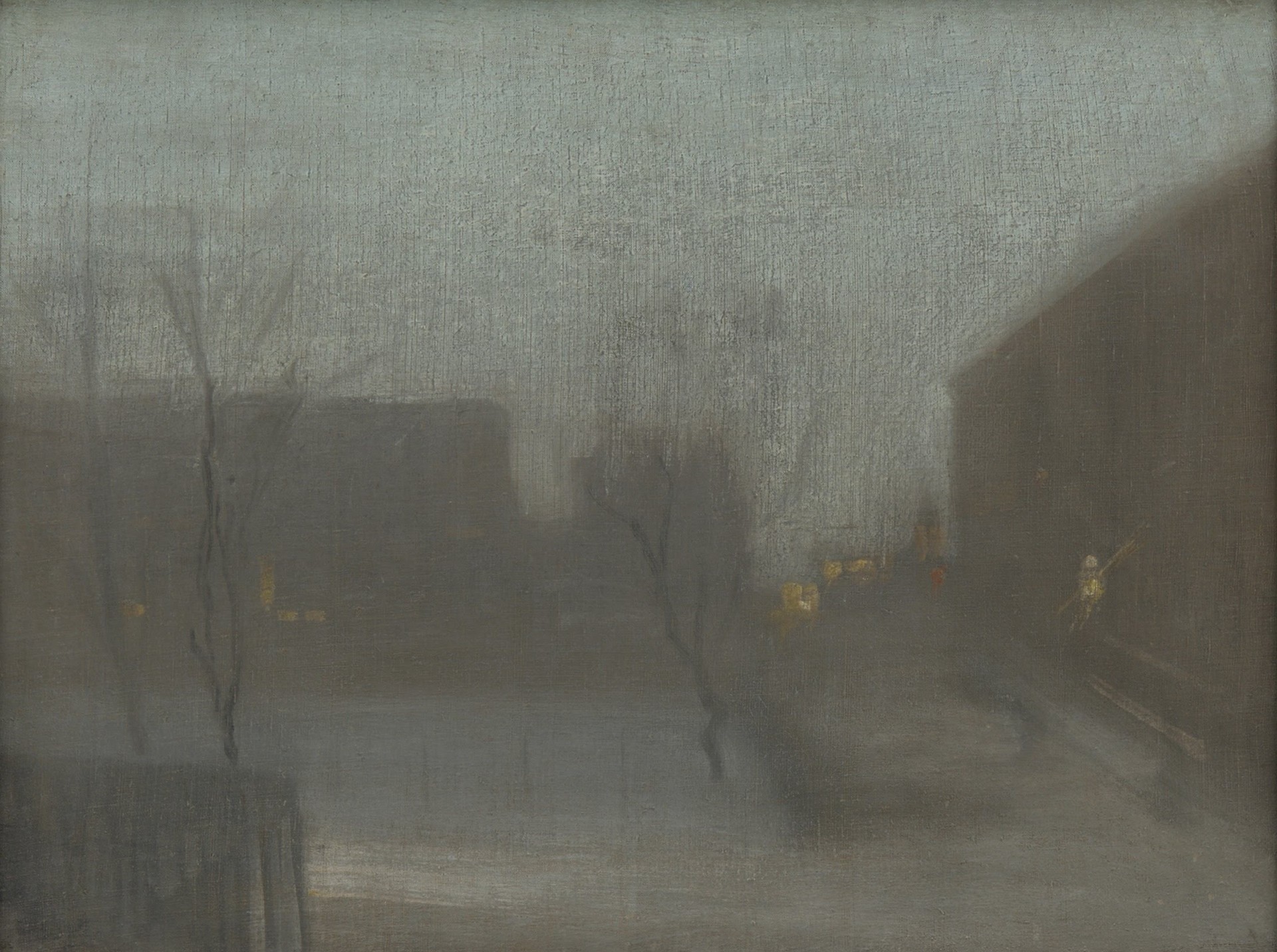Nocturne: Trafalgar Square, Chelsea - Snow - by James Abbott McNeill Whistler