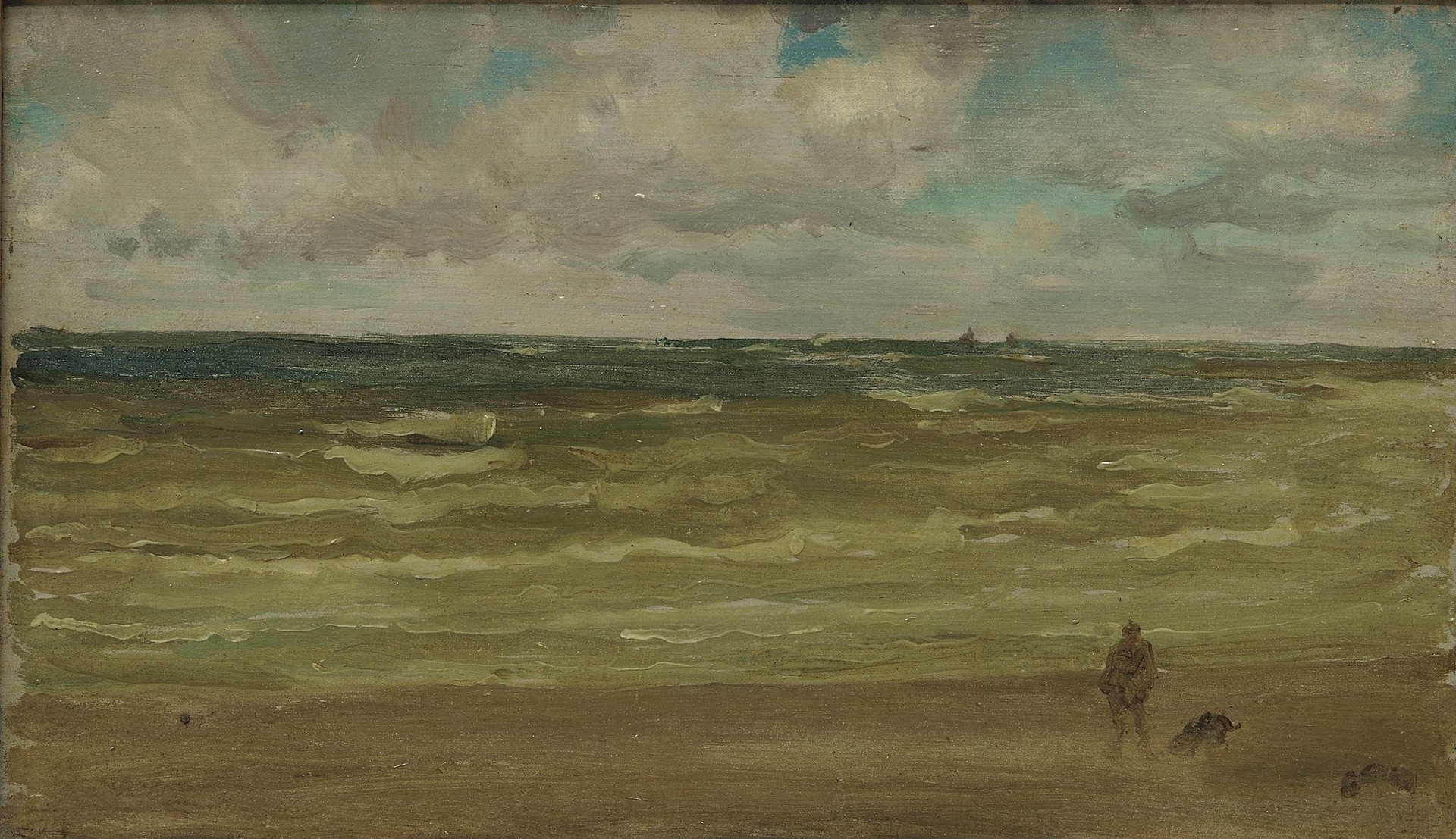 Grey and Gold: High Tide at Pourville - by James Abbott McNeill Whistler