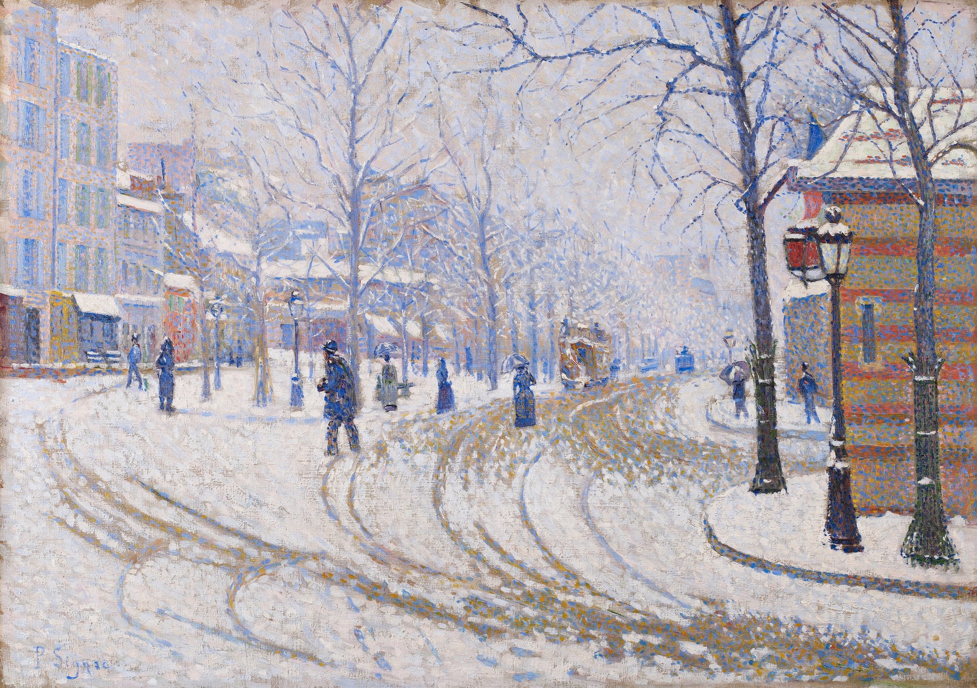 Snow, Boulevard de Clichy, Paris - by Paul Signac
