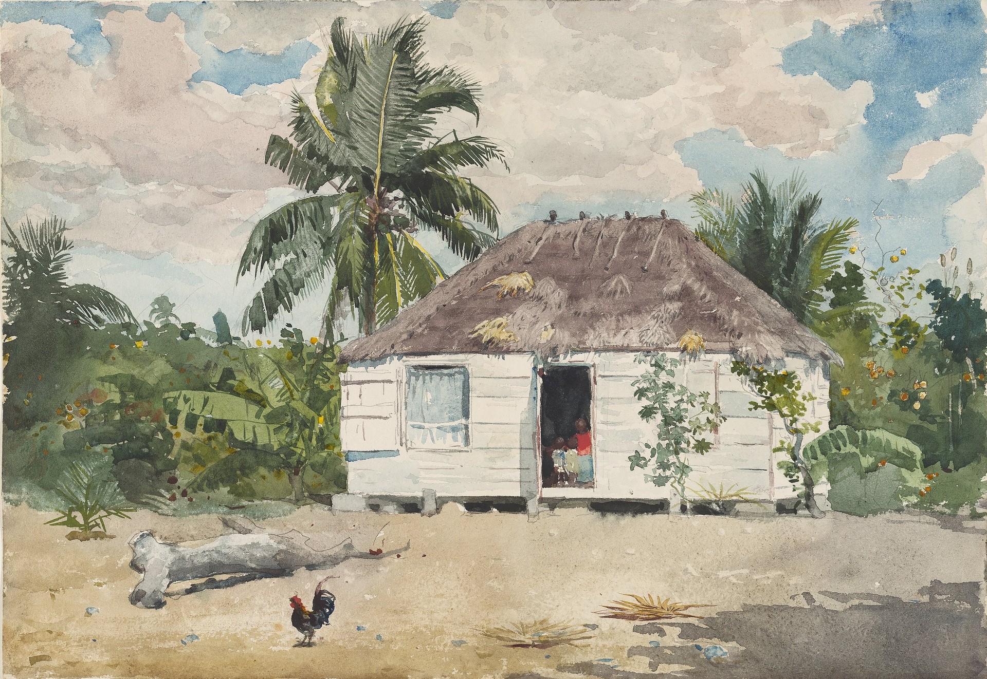 Native Huts, Nassau - by Winslow Homer